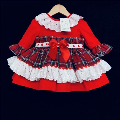 Baby Girl Red Tartan Puff Ball Dress "1821"