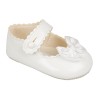 Baby Girls Pram Shoes with Satin Bow "B604 White"