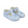 Baby Boys Embroidered Sail Boat Patent Pram Shoes "B119 Blue"