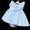 Baby Girl Blue Waffle Puff Dress Floral Collar "MYD312"