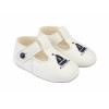 Baby Boys Embroidered Sail Boat Patent Pram Shoes "B119 White / Navy"