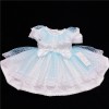 Baby Girl White Waffle Puff Ball Dress Blue Sheer "2014 B"