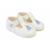 Baby Boys Embroidered Sail Boat Patent Pram Shoes "B119 White"