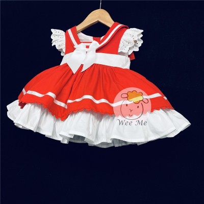 Baby Girl Spanish Red Puff Ball Sailor Dress "2015 Red"