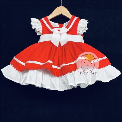Baby Girl Spanish Red Puff Ball Sailor Dress "2015 Red"