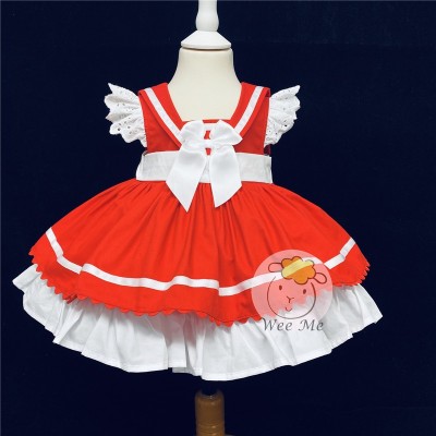Baby Girl Spanish Red Puff Ball Sailor Dress "2015 Red"
