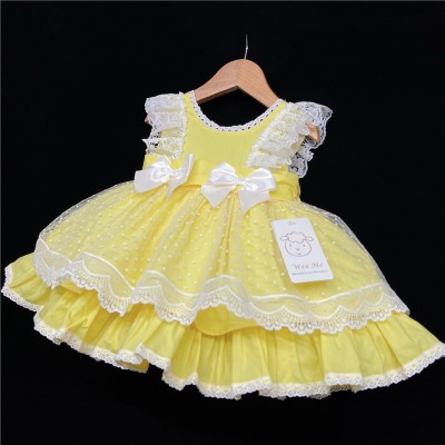 Baby Girl Spanish Yellow Puff Ball Lacey Dress "2006 Yellow"
