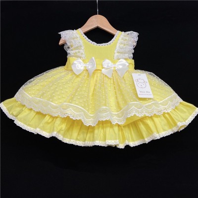 Baby Girl Spanish Yellow Puff Ball Lacey Dress "2006 Yellow"