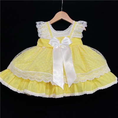 Baby Girl Spanish Yellow Puff Ball Lacey Dress "2006 Yellow"