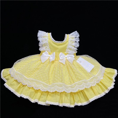 Baby Girl Spanish Yellow Puff Ball Lacey Dress "2006 Yellow"
