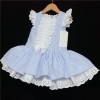 Baby Girl Spanish Blue Stripe Dress Satin Bow "2004 Blue"
