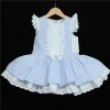 Baby Girl Spanish Blue Stripe Dress Satin Bow "2004 Blue"