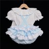 Baby Girl Pale Blue Frilly Romper with White Top "2038 Blue"