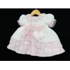 Baby Girl Spanish White Waffle Puff Ball Dress Pink Lace "2083 White"