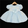 Baby Girl Pale Blue Puff Dress Satin Bow "2133 Blue"