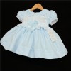 Baby Girl Pale Blue Puff Dress Satin Bow "2133 Blue"