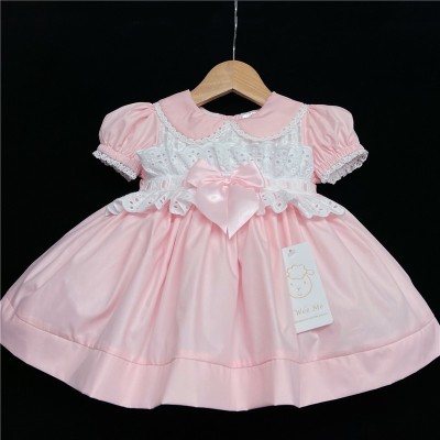 Baby Girl Pale Pink Puff Dress Satin Bow "2133 Pink"