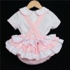 Baby Girl Pink Frilly Back Romper with White Shirt "2138 Pink"