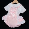 Baby Girl Pink Frilly Back Romper with White Shirt "2138 Pink"