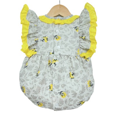 Baby Girl Grey Floral Romper Frilly Shoulder "LM2201"