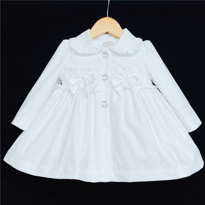 Baby Girl White Pff Ball Jacket Satin Bow "MYD401 W"