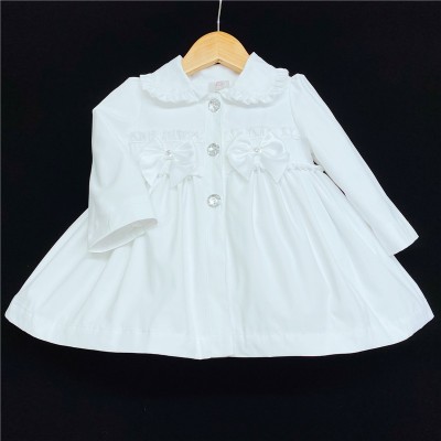 Baby Girl White Pff Ball Jacket Satin Bow "MYD401 W"