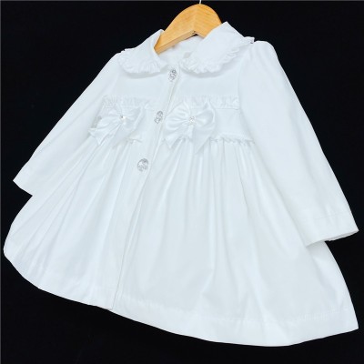 Baby Girl White Pff Ball Jacket Satin Bow "MYD401 W"