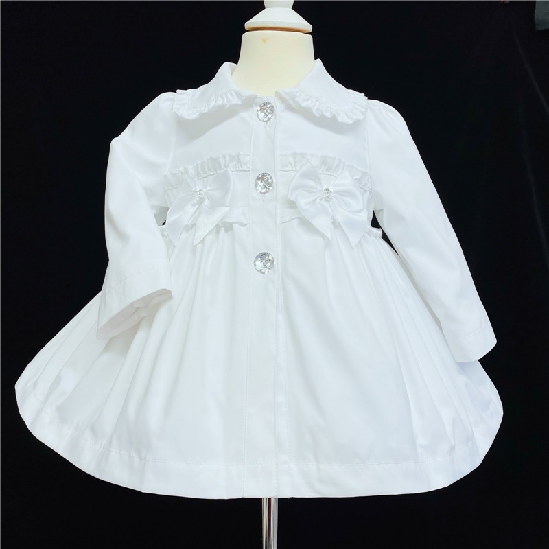 Baby Girl White Pff Ball Jacket Satin Bow "MYD401 W"