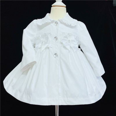 Baby Girl White Pff Ball Jacket Satin Bow "MYD401 W"