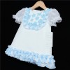 Baby Girl White Waffle Dress Blue Frilly Details "2147"