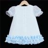 Baby Girl White Waffle Dress Blue Frilly Details "2147"