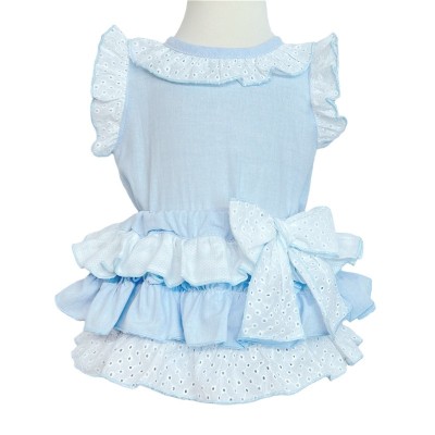 Baby Girl Bue Frilly Shorts with Linen Top "MYD318 B"