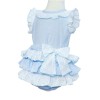 Baby Girl Bue Frilly Shorts with Linen Top "MYD318 B"