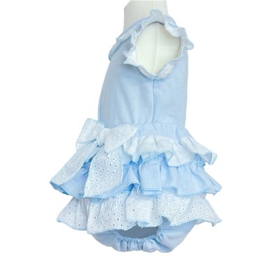 Baby Girl Bue Frilly Shorts with Linen Top "MYD318 B"