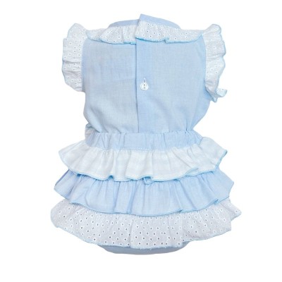 Baby Girl Bue Frilly Shorts with Linen Top "MYD318 B"