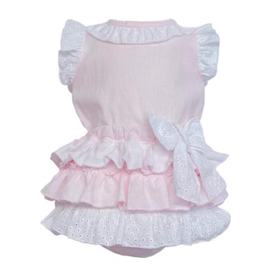Baby Girl Pink Frilly Shorts with Linen Top "MYD318 Pink"