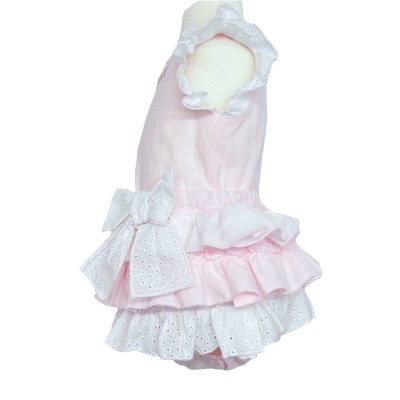 Baby Girl Pink Frilly Shorts with Linen Top "MYD318 Pink"
