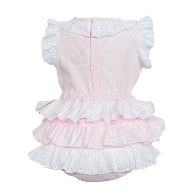 Baby Girl Pink Frilly Shorts with Linen Top "MYD318 Pink"