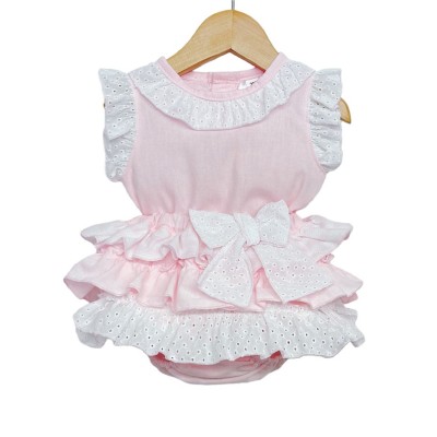 Baby Girl Pink Frilly Shorts with Linen Top "MYD318 Pink"