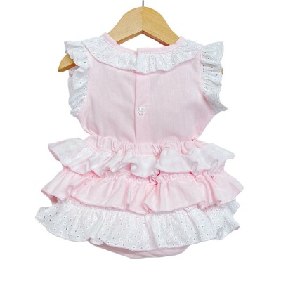 Baby Girl Pink Frilly Shorts with Linen Top "MYD318 Pink"