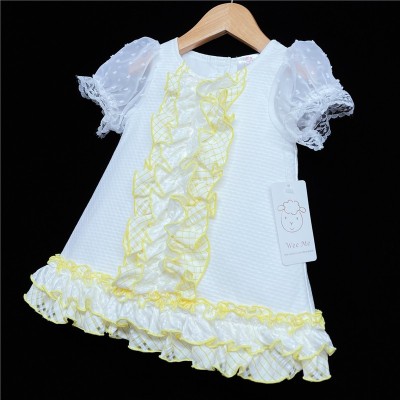 Baby Girl White Yellow Frilly Dress "2149"