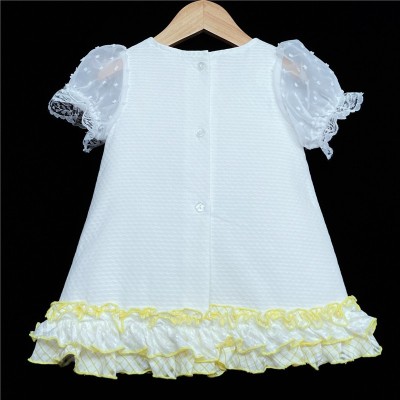 Baby Girl White Yellow Frilly Dress "2149"